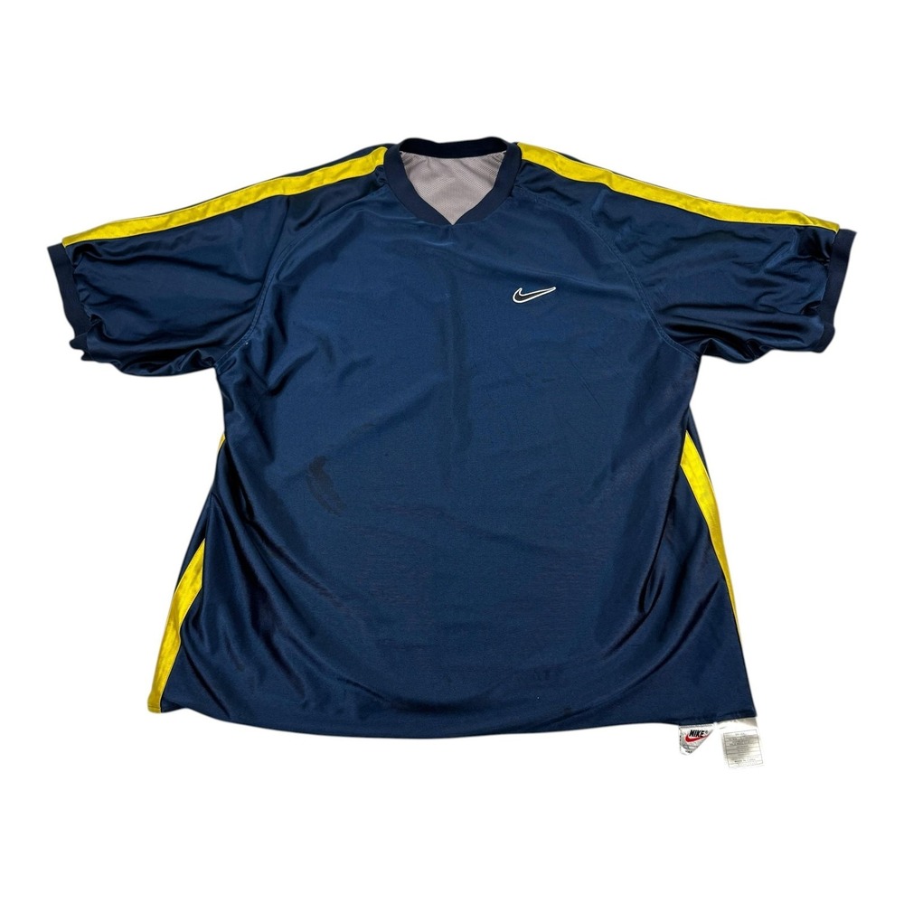 Nike Reversible Mesh Jersey Mens Large Navy Gray Yellow Athletic Training Shirt